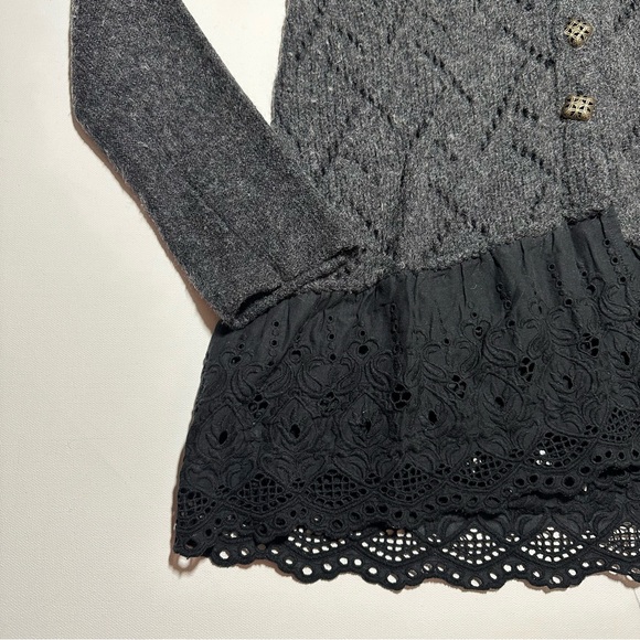 Free People Eyelet Trim V-Neck Cardigan Sweater - Small - Picture 5 of 16